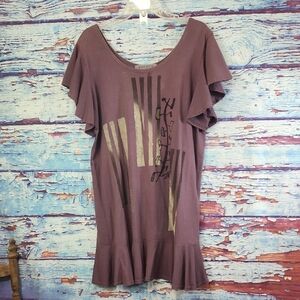 Blue Fish Purple Short Sleeve Tee Dress with Artistic Print Size M/L